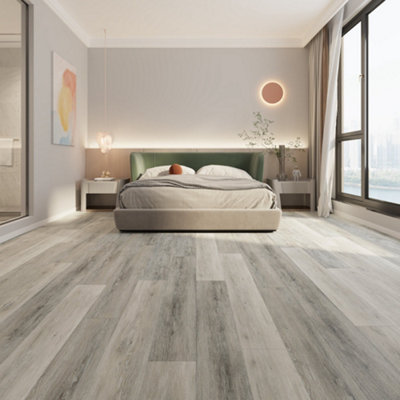 Silver Grey Wood Effect Luxury Vinyl Tile, 2.0mm Thick Matte Luxury Vinyl Tile For Commercial Residential Use,4.59m² Pack of 20