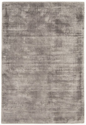 Silver Handmade , Luxurious , Modern , Plain Easy to Clean Viscose Rug for Living Room, Bedroom - 66 X 240 (Runner)