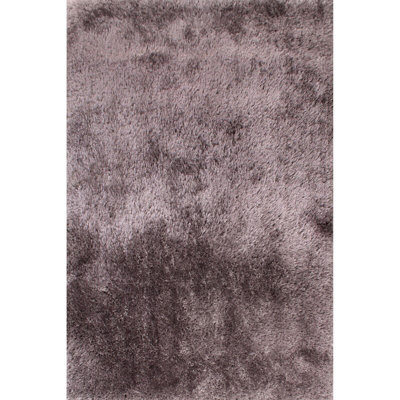 Silver Handmade Luxurious Plain Shaggy Sparkle Easy to Clean Rug for Living Room, Bedroom - 80cm X 150cm