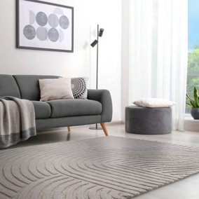 Silver Handmade Wool Geometric Modern Easy to Clean Rug for Living Room and Bedroom-160cm X 230cm