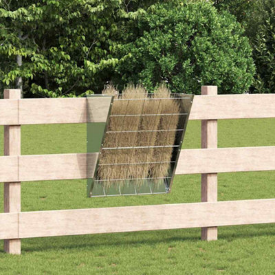 Silver Hanging Hay Feeder 61 x 33 x 66 cm Galvanised Steel, 5 kg Capacity