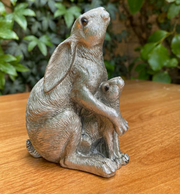 Silver Hare and Baby Home Ornament - 6