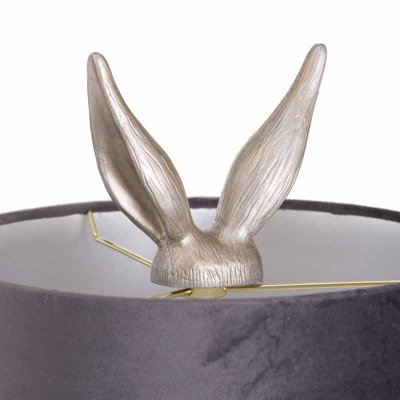 Silver Hare Table Lamp With Grey Velvet Shade - 5