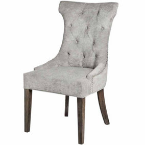 Silver High Wing Ring Backed Dining Chair - Fabric - L62 x W57 x H102 cm - Silver