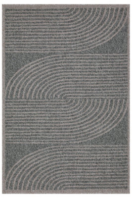 Silver Indoor Outdoor Washable Weather Resistant Rug 80cm x 150cm