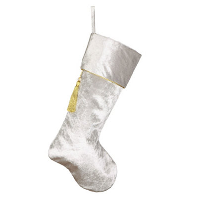 Silver Kensington Velvet Xmas Gift Decoration Christmas Stocking