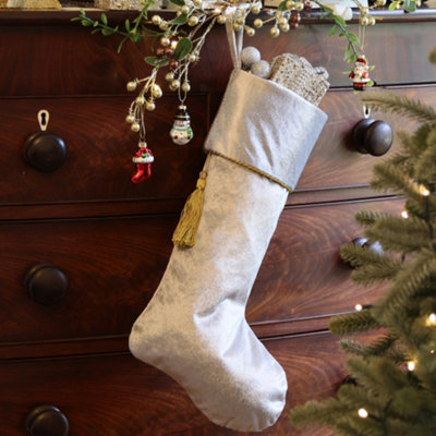 Silver Kensington Velvet Xmas Gift Decoration Christmas Stocking - 3