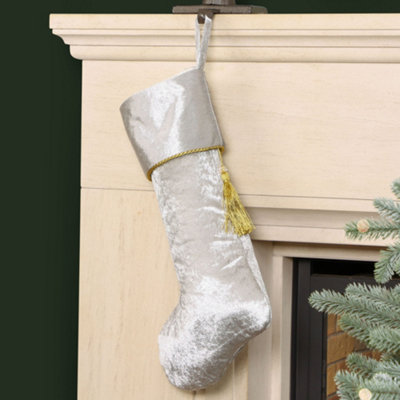 Silver Kensington Velvet Xmas Gift Decoration Christmas Stocking - 4