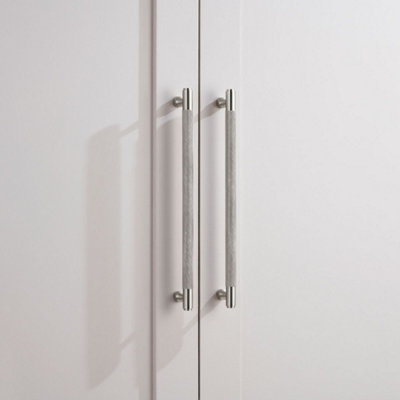 Silver Knurled Cabinet T Bar Handle - Solid Brass - Hole Centre 320mm - SE Home