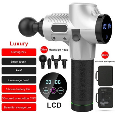 Silver LCD 30 Speed Detachable Massage Gun | DIY at B&Q