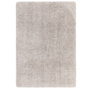 Silver Luxurious , Modern , Plain , Shaggy Easy to Clean Rug for Living Room, Bedroom - 120cm X 170cm