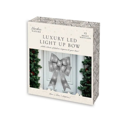 Silver Luxury LED Light Up Bow