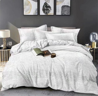 Silver Marl Easy Care Printed Duvet Set