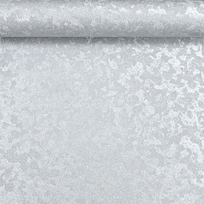 Silver Metallic Textured Wallpaper Plain Sequin Effect Heavy Weight Thick Vinyl