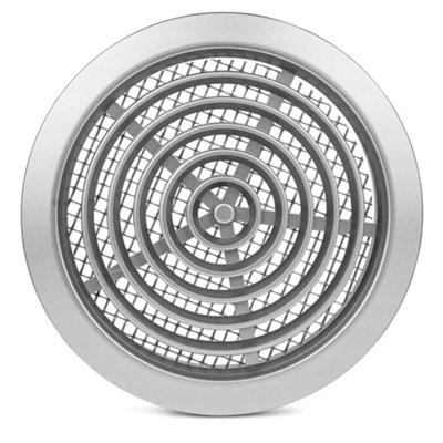 Silver Mini Round Air Vent Grille 80mm with Flange and Fly Screen Ventilation Cover