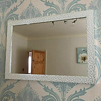 Silver Mosaic Effect Wall Hanging Mirror With a Decorative Design