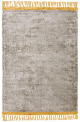 Silver/Mustard,Kilim Luxurious Modern Plain Handmade Rug For Bedroom & Living Room-200cm X 290cm