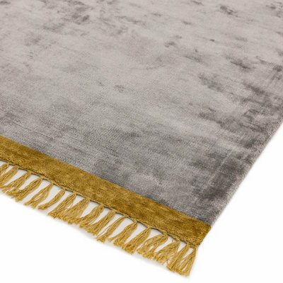 Silver/Mustard,Kilim Luxurious Modern Plain Handmade Rug For Bedroom & Living Room-200cm X 290cm