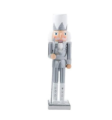 Silver Nutcracker Christmas Table Top Soldier WithAxe - 30cm