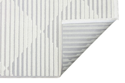 Silver Outdoor Rug, Geometric Striped Stain-Resistant Rug For Patio, 3mm Modern Outdoor Area Rug-160cm X 220cm