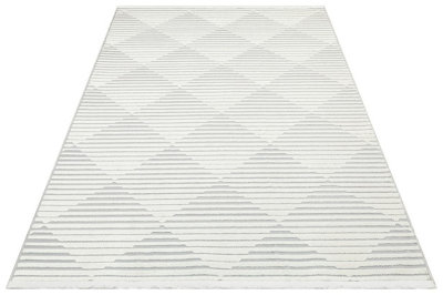 Silver Outdoor Rug, Geometric Striped Stain-Resistant Rug For Patio, 3mm Modern Outdoor Area Rug-160cm X 220cm