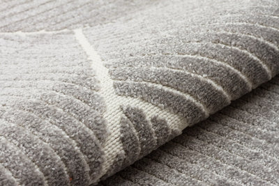 Silver Outdoor Rug, Geometric Striped Stain-Resistant Rug For Patio Decks, 3mm Modern Outdoor Area Rug-190cm X 290cm