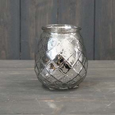 Silver Patterned Glass Tealight Holder DIY at B&Q