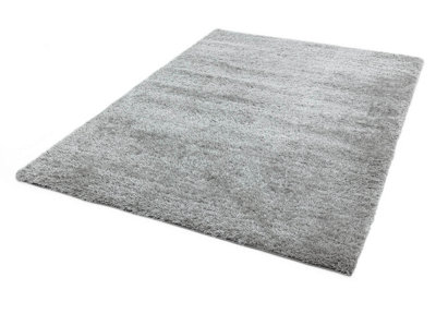 Silver Plain Luxurious Shaggy Modern Easy to Clean Rug for Living Room and Bedroom-80cm X 150cm
