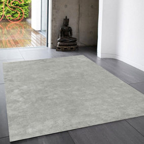 Silver Plain Modern Easy to clean Rug for Dining Room Bed Room and Living Room-160cm X 230cm