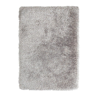 Silver Plain Shaggy Handmade Modern Easy to Clean Rug for Bedroom Dining Room Living Room -200cm X 290cm
