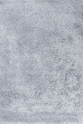 Silver Plain Shaggy Handmade Sparkle Easy to Clean Rug For Dining Room Bedroom And Living Room-60cm X 110cm