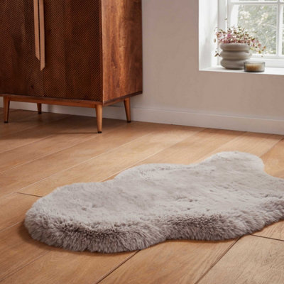 Silver Plain Shaggy Luxurious Modern Rug for Living Room and Bedroom-60cm X 90cm ( Single)