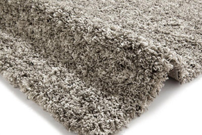Silver Plain Shaggy Modern Machine Made Easy to Clean Rug for Living Room Bedroom and Dining Room-60cm X 120cm