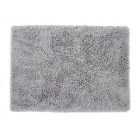 Silver Plain Shaggy Rug, Stain-Resistant Rug, Anti-Shed Handmade Rug for Living Room, & Dining Room-120cm X 170cm