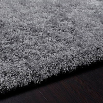 Silver Plain Shaggy Rug, Stain-Resistant Rug, Anti-Shed Handmade Rug for Living Room, & Dining Room-120cm X 170cm