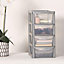 Silver Plastic 4 Drawer Tower Storage Unit Small A5 Stationery Filing 38.5cm