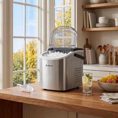 Silver Portable Countertop Ice Maker,Dual Bullet Ice Sizes,Transparent ...