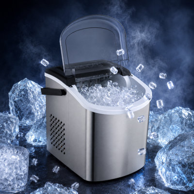 Silver Portable Countertop Ice Maker,Dual Bullet Ice Sizes,Transparent ...