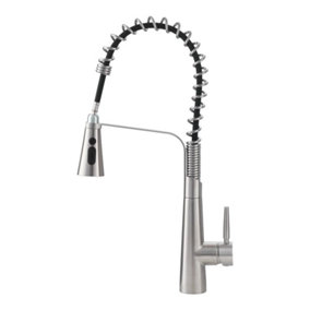 Silver Pre-rinse Pull Down Kitchen Faucet 3 distinct 304 Stainless Steel+Brass