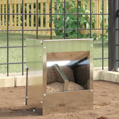 Silver Rabbit Feeder Galvanised Steel 20x12.5x25cm Hooks & Drainage Holes