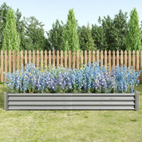 Silver Rectangular Metal Raised Bed Galvanized Raised Planter Box Outdoor Raised Garden Bed Kit 240cm W