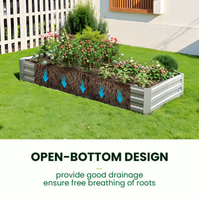 Silver Rectangular Metal Raised Bed Galvanized Raised Planter Box ...