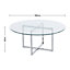 Silver Round Glass Coffee Table Metal Base for Living Room Dia 100cm