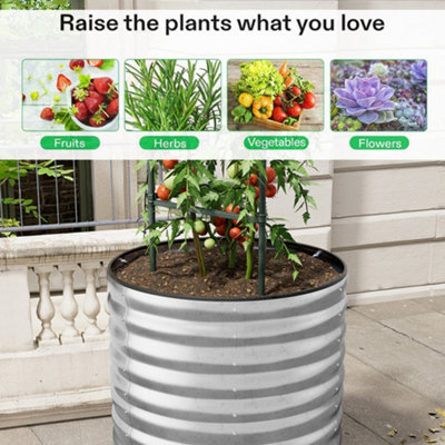 Silver Round Metal Raised Bed Galvanized Raised Planter Box Outdoor ...