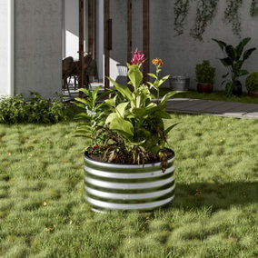 Silver Round Metal Raised Bed Galvanized Raised Planter Box Outdoor Raised Garden Bed Kit