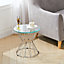 Silver Round Tempered Glass Bedside Table Coffee Table H 40 cm