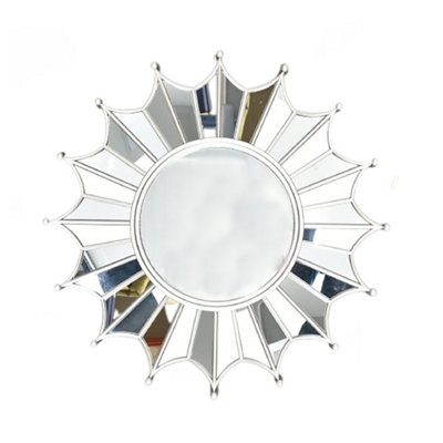 Silver Round Umbrella Style Round Wall Mirror 64cm