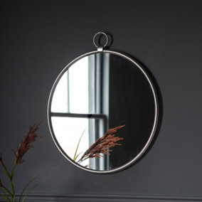 Silver Round Wall Mirror With Hanging Loop - SE Home