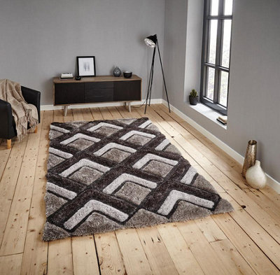 Silver Shaggy Handmade Easy to clean Rug for Dining Room Bed Room and Living Room-120cm X 170cm