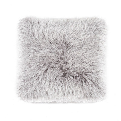 Silver Shaggy Luxurious Modern Plain Easy to Clean Bedroom Dining Room And Living Room Rug -43cm X 43cm